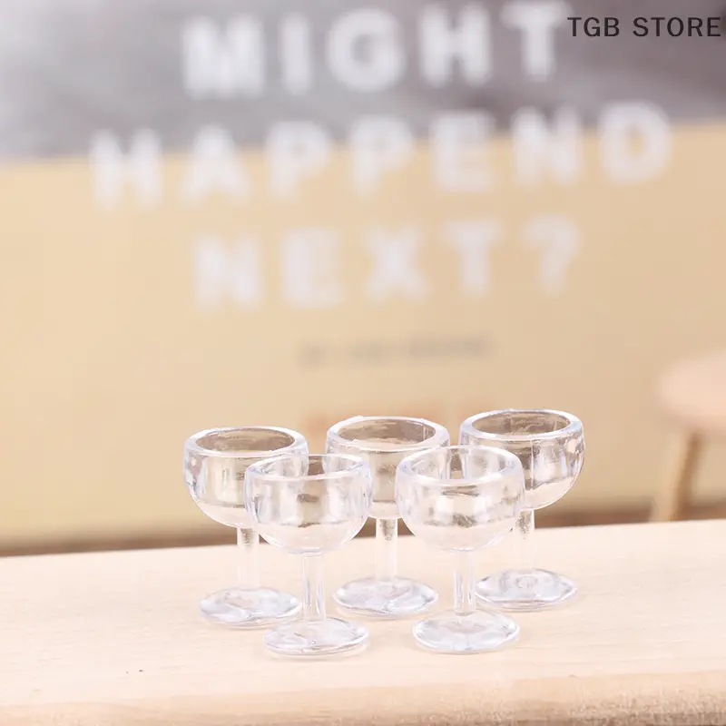 10Pcs 1/12 Dollhouse Miniature Red Wine Cup Wine Glass Kitchen Decor toy