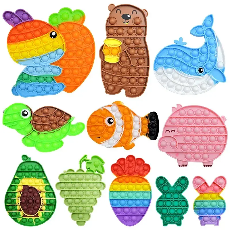 Cute Fidget Reliver Stress Toys Rainbow Push Bubble Antistress Toys Adult Children Simple Dimple Toy To Relieve Autism kids gift