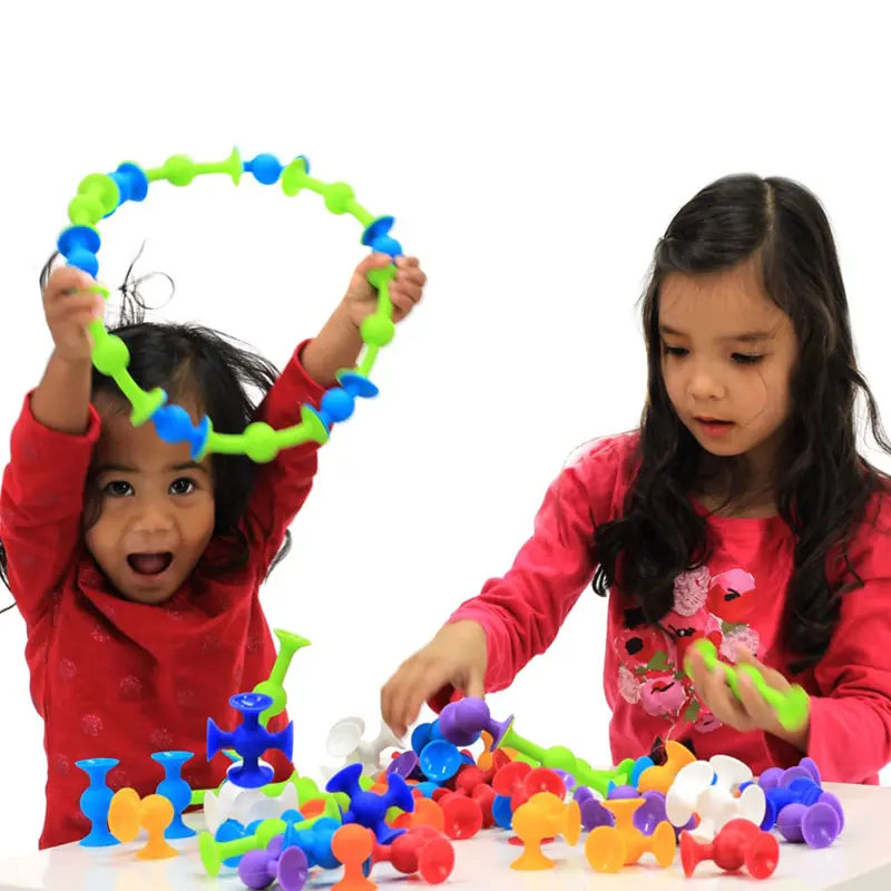 Montessori Animal Silicone Soft Building Blocks Children Toys DIY Suction Cup Assembly Construct Sensory Play Educational Toys