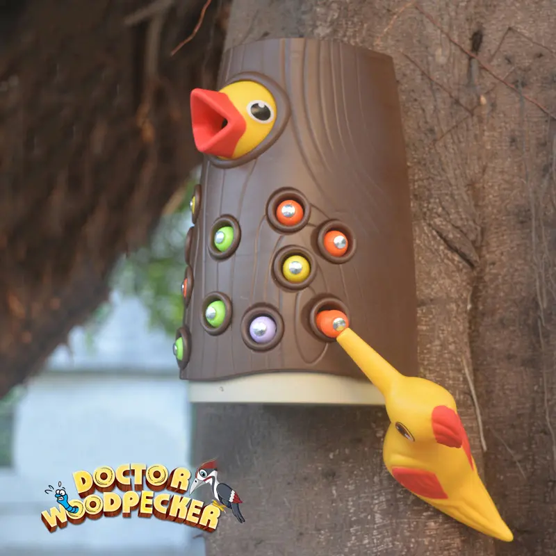 Montessori Toys Woodpecker Magnetic Catch The Worm Small Birds Feeding Game Children Early Educational Fishing Toys Set Gift