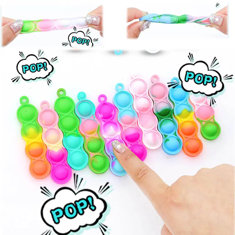 10/30/50PCS Mini Keychain Pop Push Bubbles Fidget Toys Stress Relief Sensory Toys Children Classroom Prizes Gifts New 2024