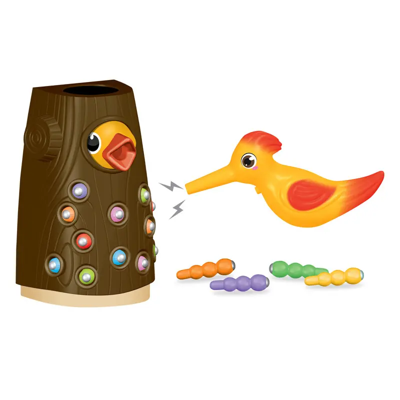Montessori Toys Woodpecker Magnetic Catch The Worm Small Birds Feeding Game Children Early Educational Fishing Toys Set Gift