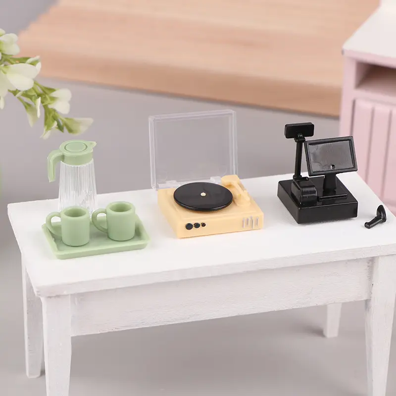1 Pc Mini Dollhouse Miniature Furniture Coffee Maker Coffee Cup Storage Shelf Simulation Dollhouse Decor DIY Toys Doll House