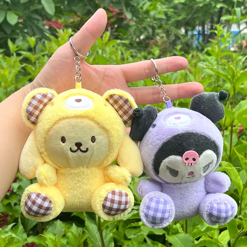 12cm Sanrio Kuromi Hello Kitty My Melody Cinnamoroll Plush Toy Soft Stuffed Doll car Keychain Pendant Toys Girl Kids Xmas Gift