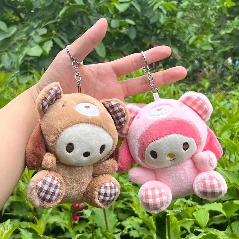 12cm Sanrio Kuromi Hello Kitty My Melody Cinnamoroll Plush Toy Soft Stuffed Doll car Keychain Pendant Toys Girl Kids Xmas Gift