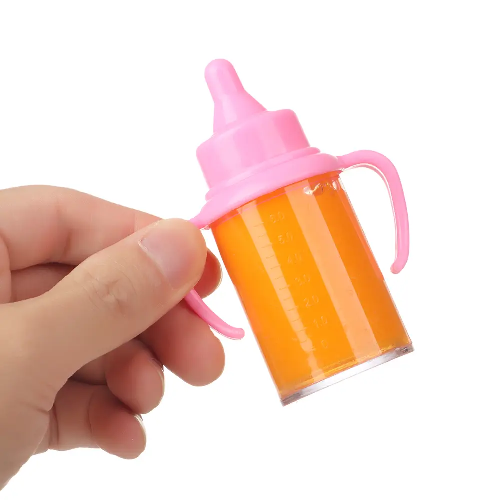18inch Doll Magic Milk Bottles with Pacifier Bibs fit Newborn Dolls Plastic Nipple Bottle Dollhouse Toys Reborn Dolls Accessory