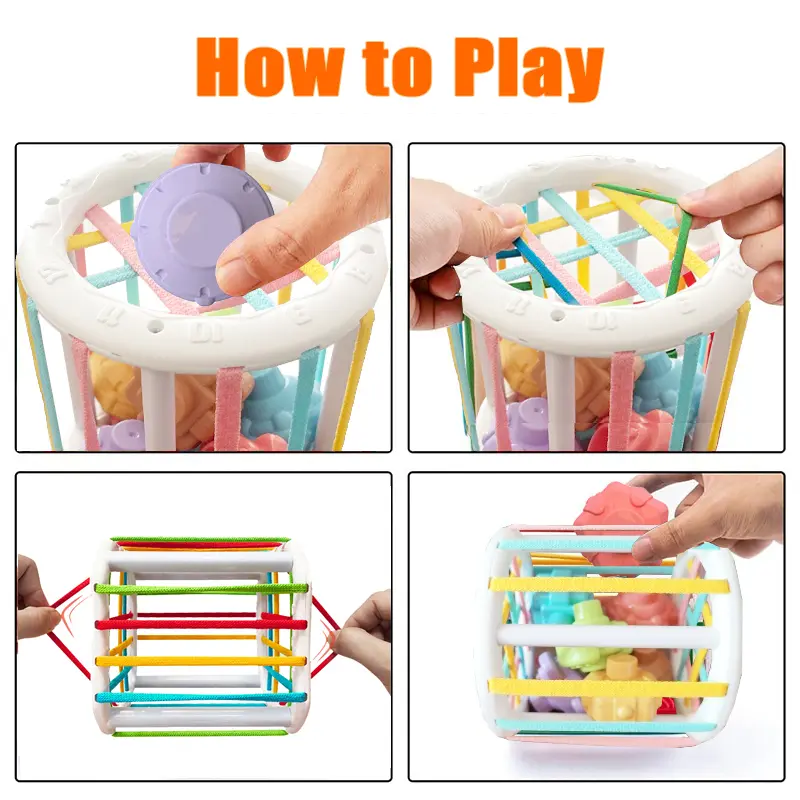Baby Sensory Bin Shape Sorter Colorful Cube Sorting Game Shape Blocks Montessori Educational Toys Game for 1 2 Year Old Boy Girl