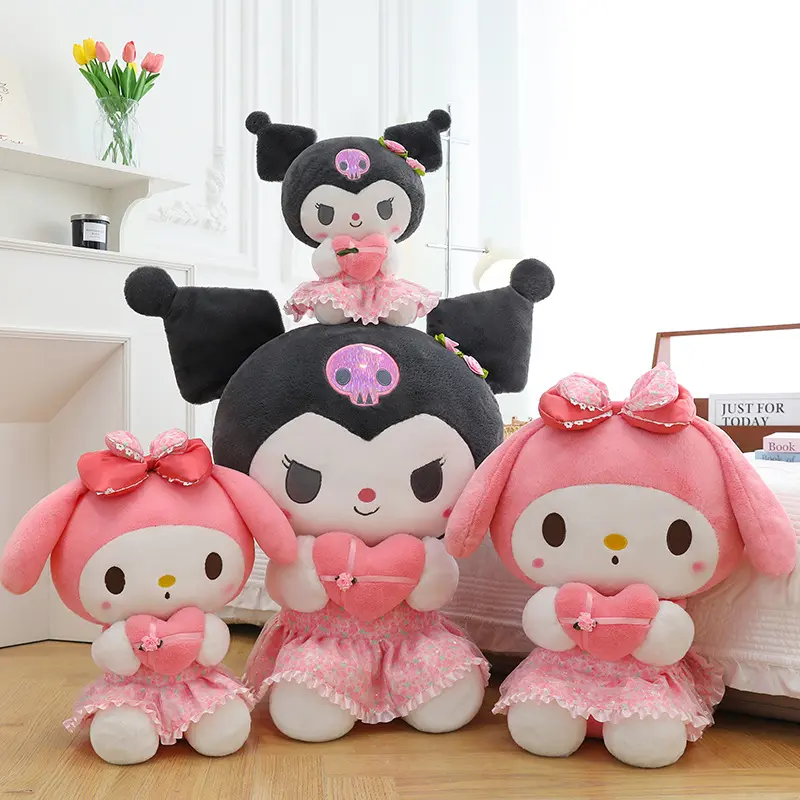 40cm Sanrio Cartoon Love Kuromi Doll Plush Toy Cute Girl and Children Toys Sanrio Melody Doll Plushies Stuffed Animal Pillow