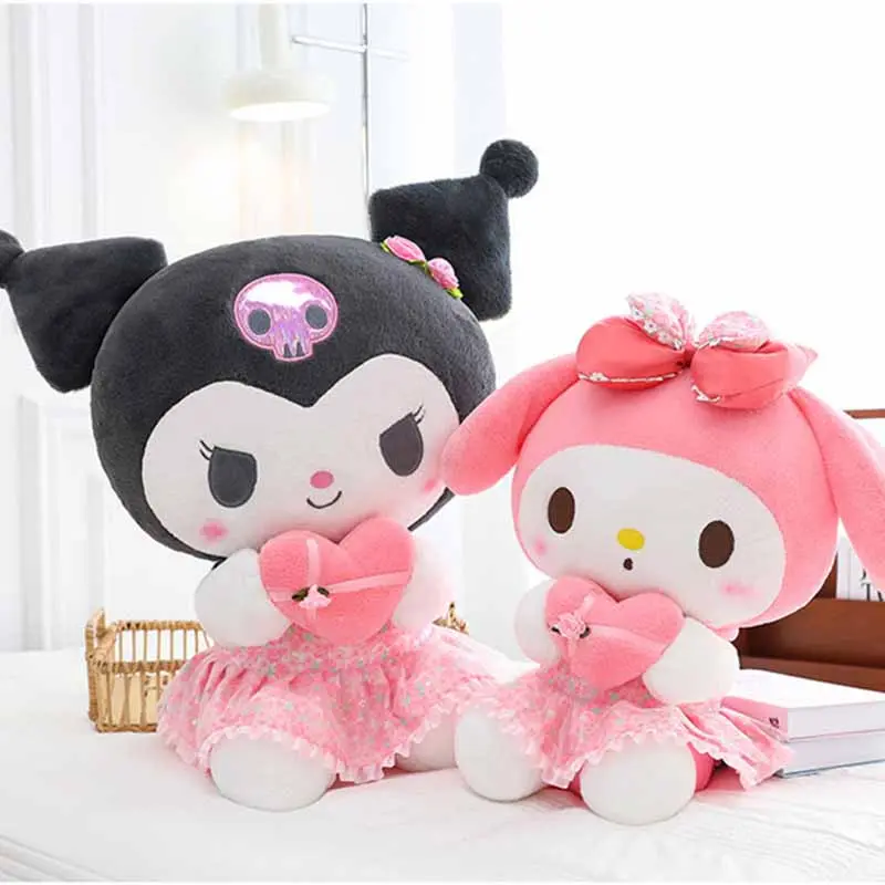 40cm Sanrio Cartoon Love Kuromi Doll Plush Toy Cute Girl and Children Toys Sanrio Melody Doll Plushies Stuffed Animal Pillow