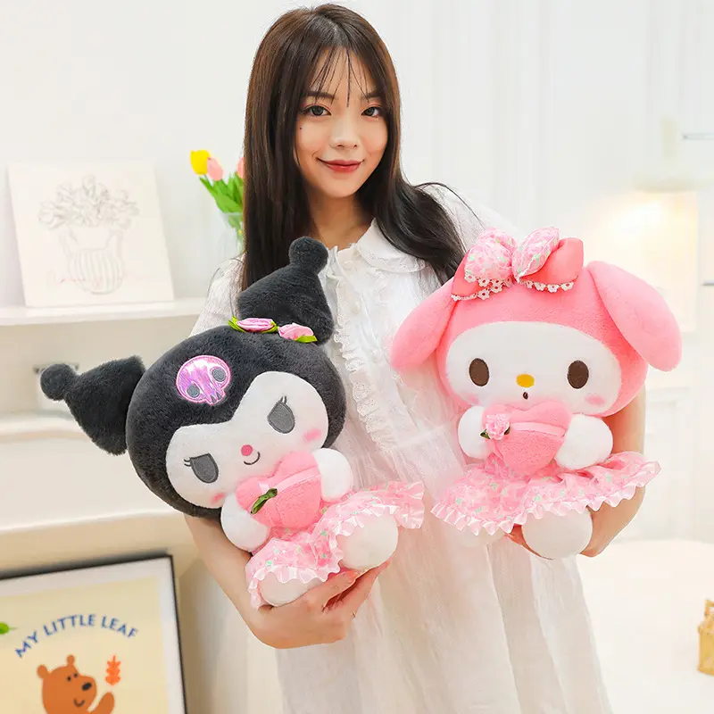 40cm Sanrio Cartoon Love Kuromi Doll Plush Toy Cute Girl and Children Toys Sanrio Melody Doll Plushies Stuffed Animal Pillow