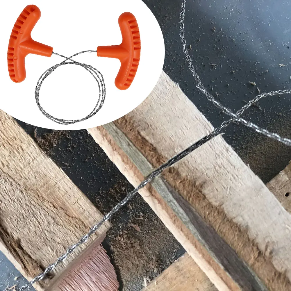Manual Steel Rope Chain Saw with Finger Handle Steel Wire Saw 2-10PCS 70CM Mini Manual Cutting Chain Saw for Camping and Travel