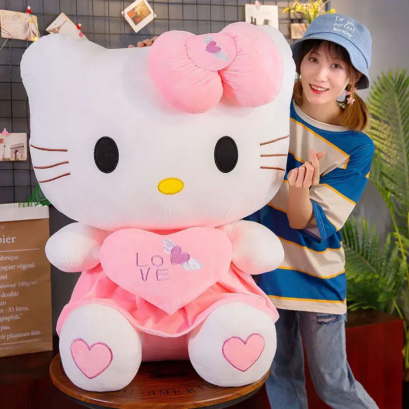 24-55CM New Sanrio Plush Stuffed Toy Cute Hello Kitty Cat Soft Plush Doll Pillow Children's Birthday Gift Room Decoration