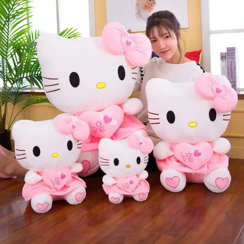 24-55CM New Sanrio Plush Stuffed Toy Cute Hello Kitty Cat Soft Plush Doll Pillow Children's Birthday Gift Room Decoration