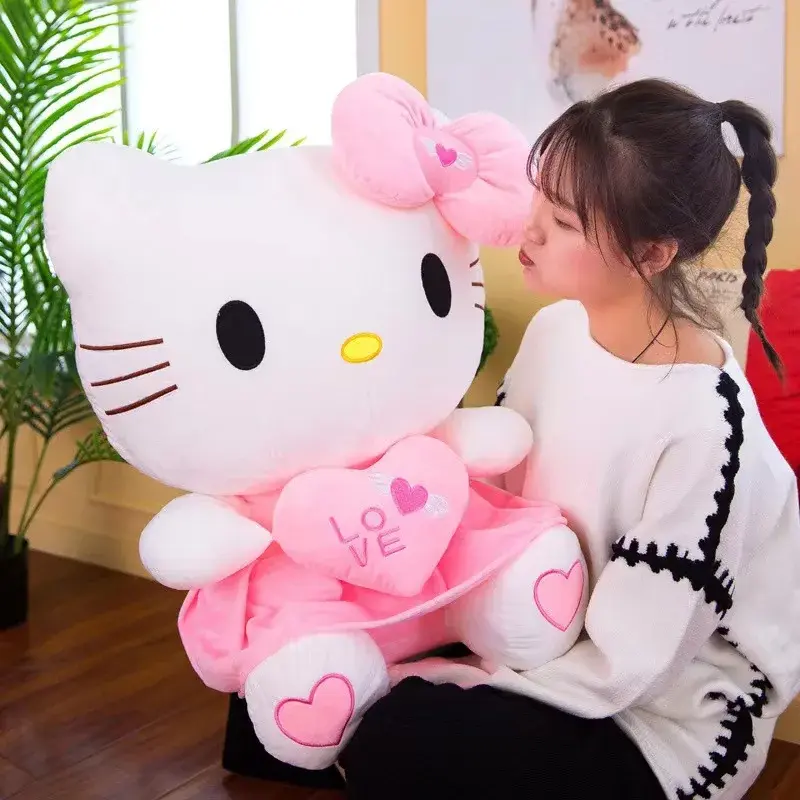 24-55CM New Sanrio Plush Stuffed Toy Cute Hello Kitty Cat Soft Plush Doll Pillow Children's Birthday Gift Room Decoration