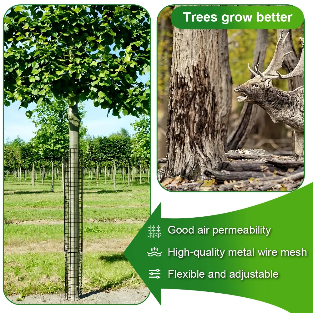 6 Pcs Garden Protection Tree Wrap Cage with Zip Ties & Garden Stakes Metal Tree Wrap Cage Tree Wraps for Damaged Bark Protector