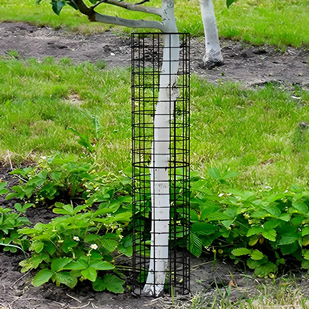 6 Pcs Garden Protection Tree Wrap Cage with Zip Ties & Garden Stakes Metal Tree Wrap Cage Tree Wraps for Damaged Bark Protector