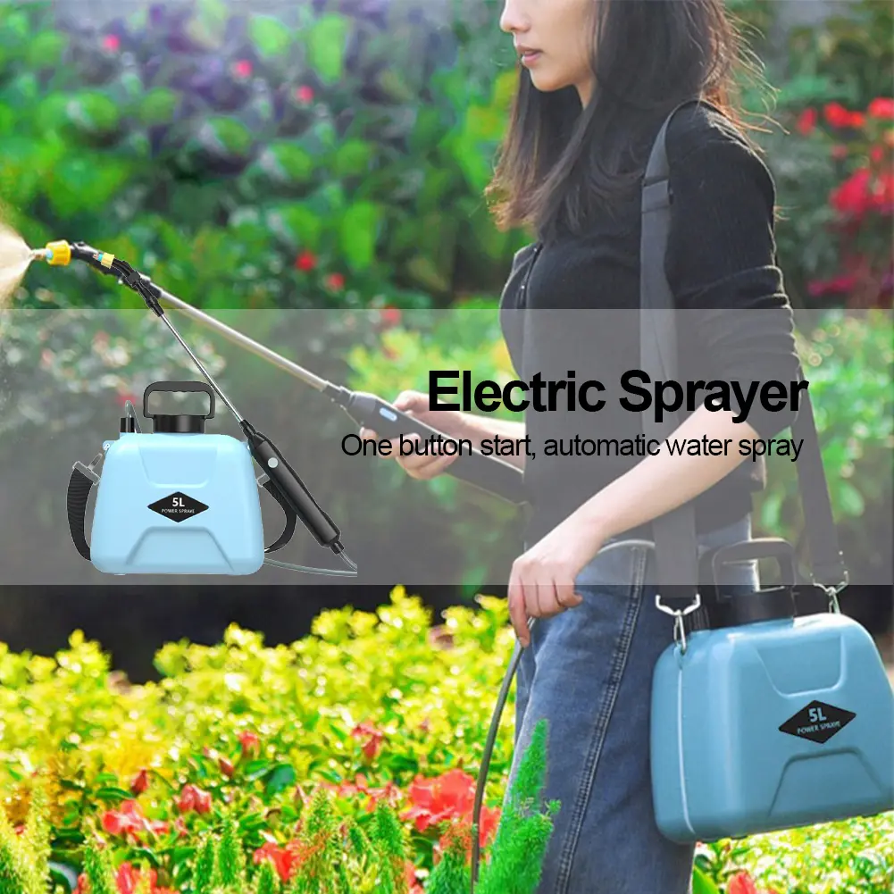 5L Electric Sprayer USB Rechargeable Garden Irrigation Sprinkler 2Mode Telescopic Handle with Shoulder Strap Garden Plant Mister