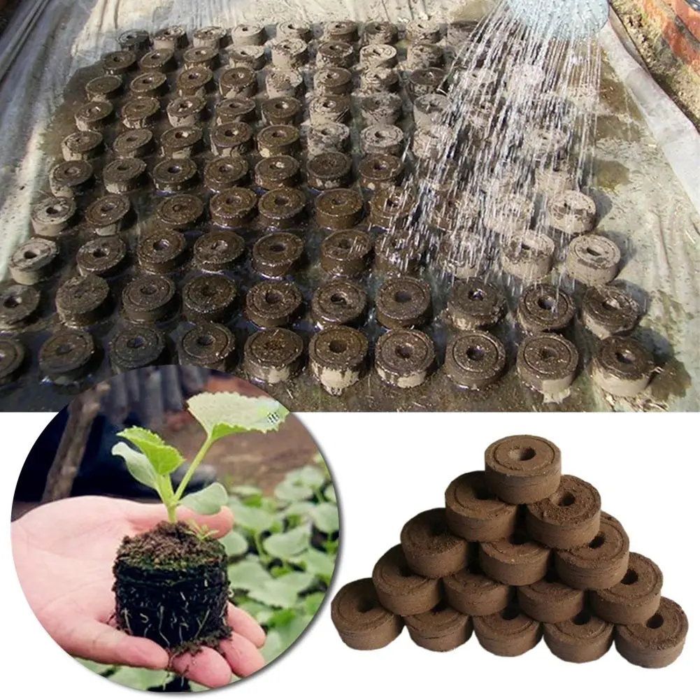 50-200PCS 30mm Non-Woven Seeds Blocks Jiffy Peat Pellets Seedling Soil Block Starting Plugs Seeds Starter Pallet for Garden