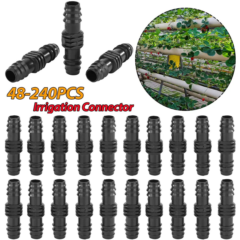 48-240PCS 16mm Barbed Straight Connector Garden Micro Drip Watering Fitting Sprinklers Irrigation System for Hose Join Fittings
