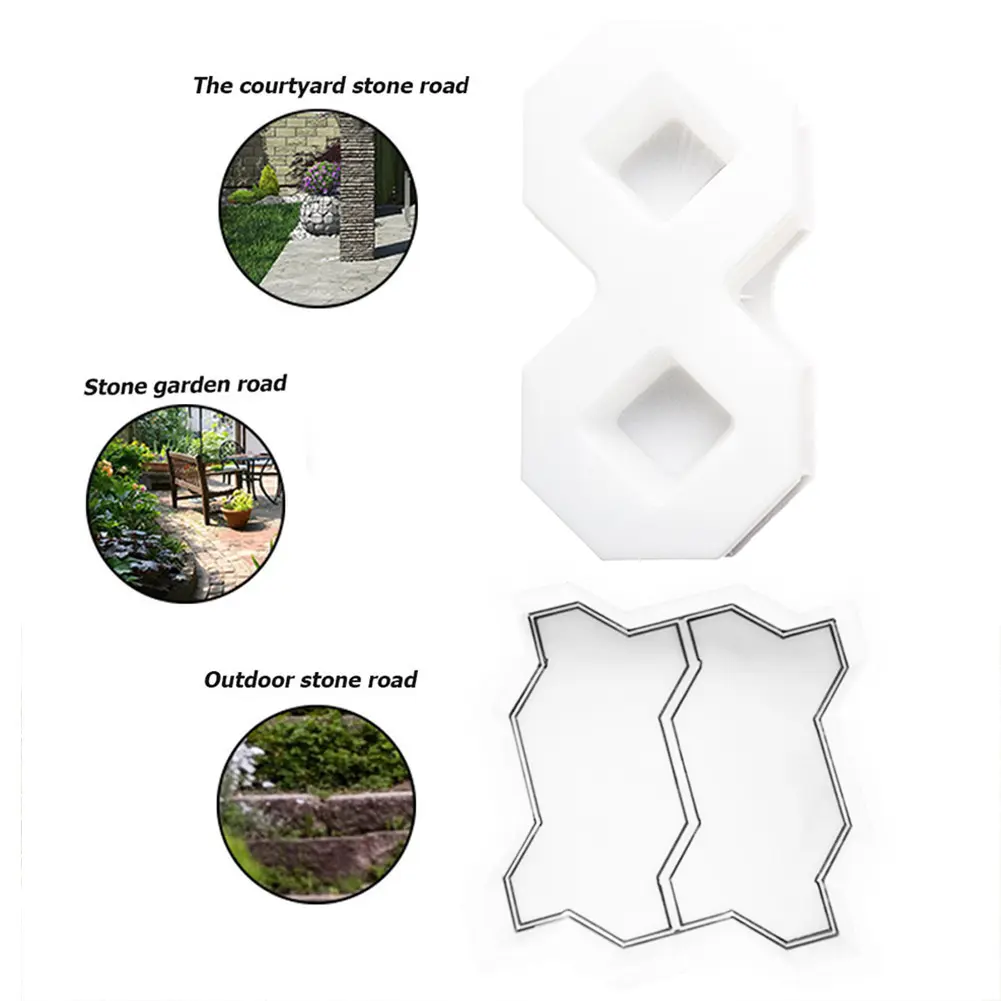 DIY Garden Pavement Tool Courtyard Walk Concrete Outdoor Paving Flower Mold Imitation Cement Brick Road Path Molds Tools