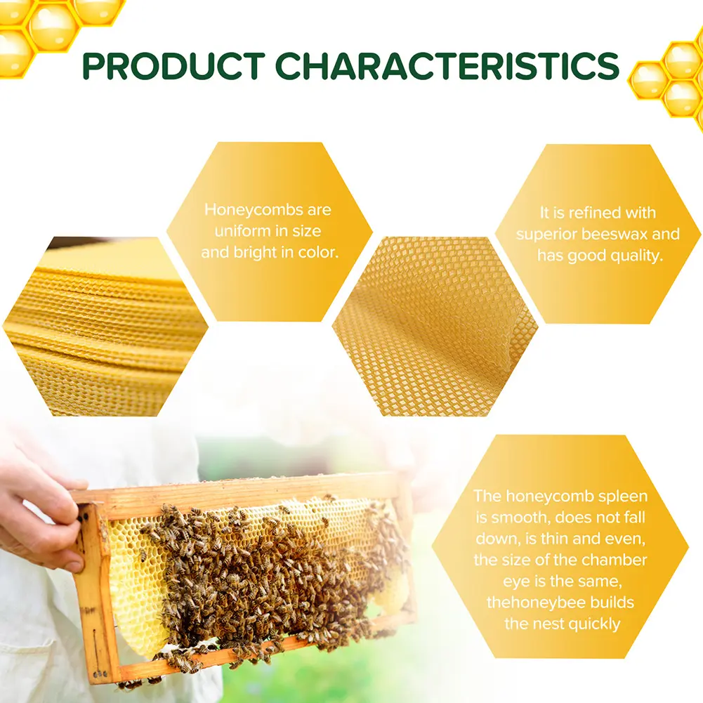 Natural Beeswax Honeycomb Sheets Yellow Honeybee Nest Base Wax Flake Multi-Purpose Beekeeping Tool for Beekeeping/Candle Making