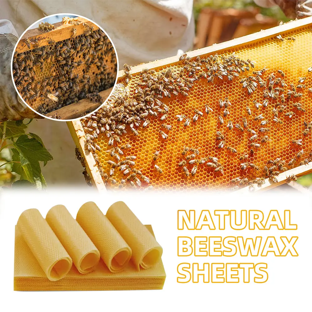 Natural Beeswax Honeycomb Sheets Yellow Honeybee Nest Base Wax Flake Multi-Purpose Beekeeping Tool for Beekeeping/Candle Making
