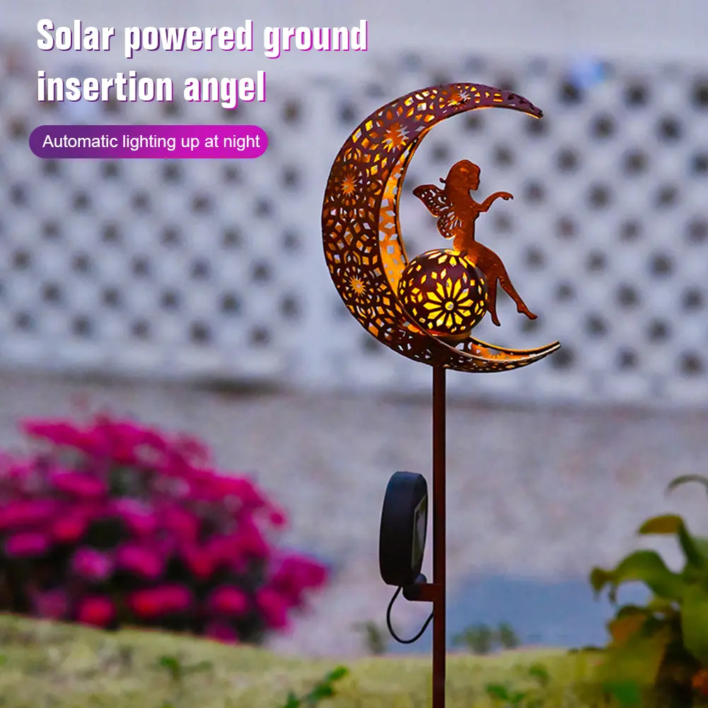 Solar Moon Fairy Landscape Light Solar Powered Moon Fairy Garden Lamp 600mAh Fairy Ground Stake Lamp for Garden Lawn Yard Patio