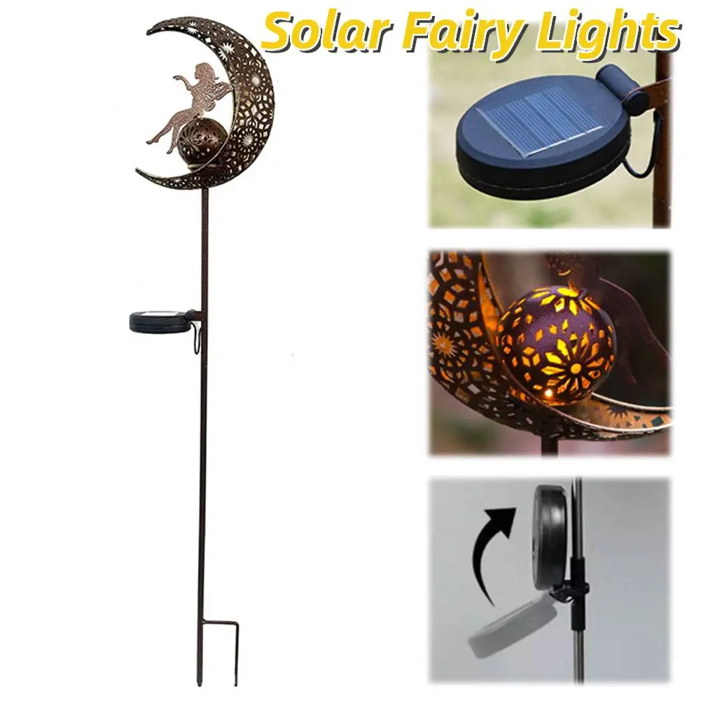 Solar Moon Fairy Landscape Light Solar Powered Moon Fairy Garden Lamp 600mAh Fairy Ground Stake Lamp for Garden Lawn Yard Patio