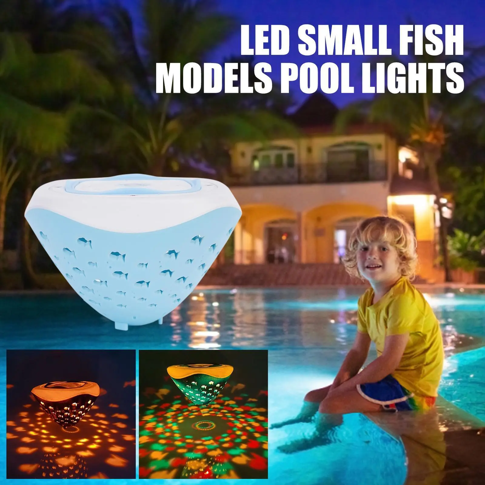 Colorful Underwater Lights Fish Pattern Multi Color Underwater Lamp 4 Colors Battery Operated Pool Accessories