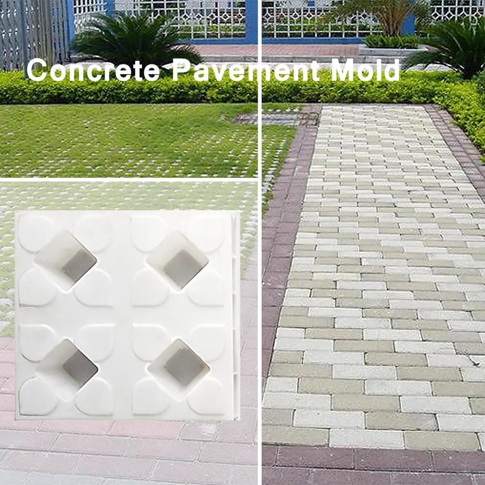 2PCS DIY Garden Pavement Mold Walking Road Pathway Cement Brick Stone Concrete Mould Plastic Brick Mold Paving Tools 25X25X6cm