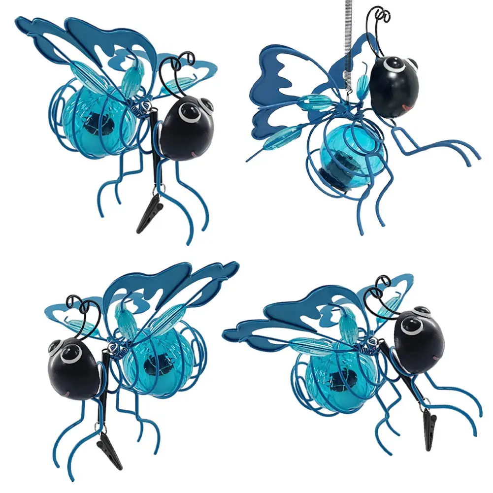 Solar-Powered Hanging Bee Garden Light Decorative Realistic Insect Light Metal Garden Statue Light for Patio Balcony Yard