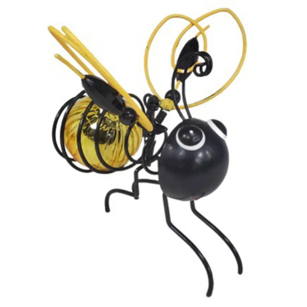 Solar-Powered Hanging Bee Garden Light Decorative Realistic Insect Light Metal Garden Statue Light for Patio Balcony Yard