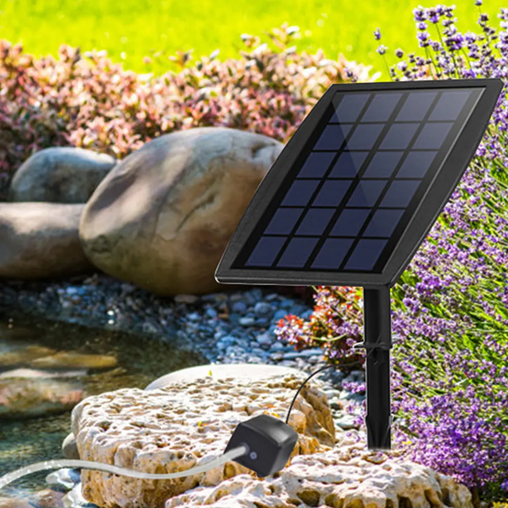 Power Storage Solar Oxygen Pump Low Noise Courtyard Fishbowl Aerator Built-in 3.7V/1800mAh Lithium Battery for Outdoor/Aquarium