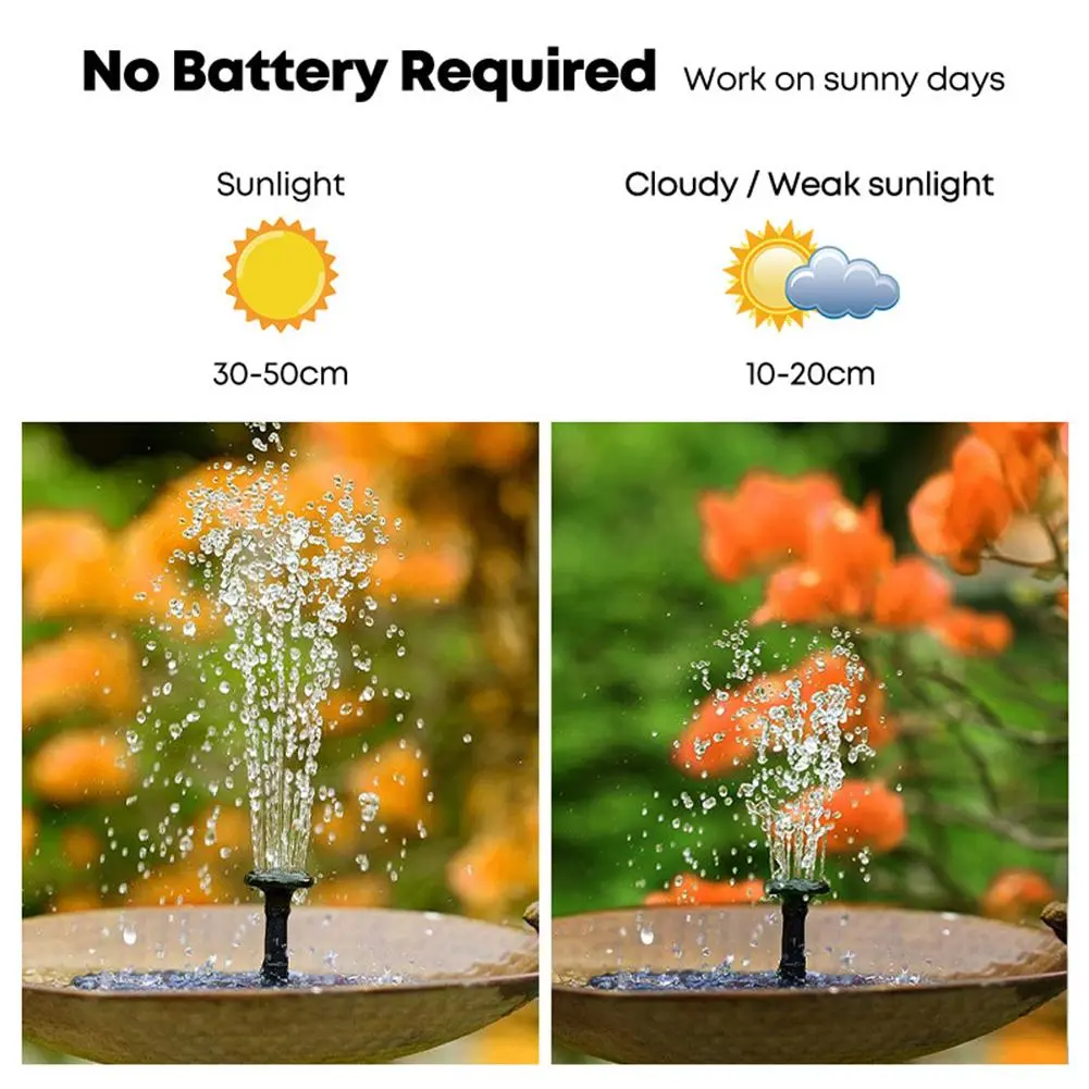 Floating Solar Pump Fountain 7V/1W Solar Panel Powered Fountain with 6 Spray Heads for Pond Swimming Pool Outdoor Garden Decor