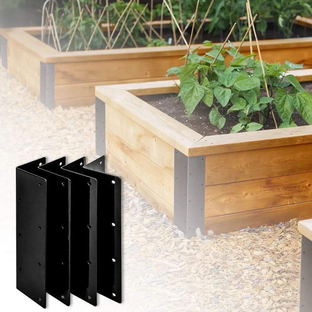 4Pcs Raised Garden Bed Corner Brackets Rust Resistant Metal Garden Corner Brackets Black Metal Corner Brackets for 20-24Inch Bed