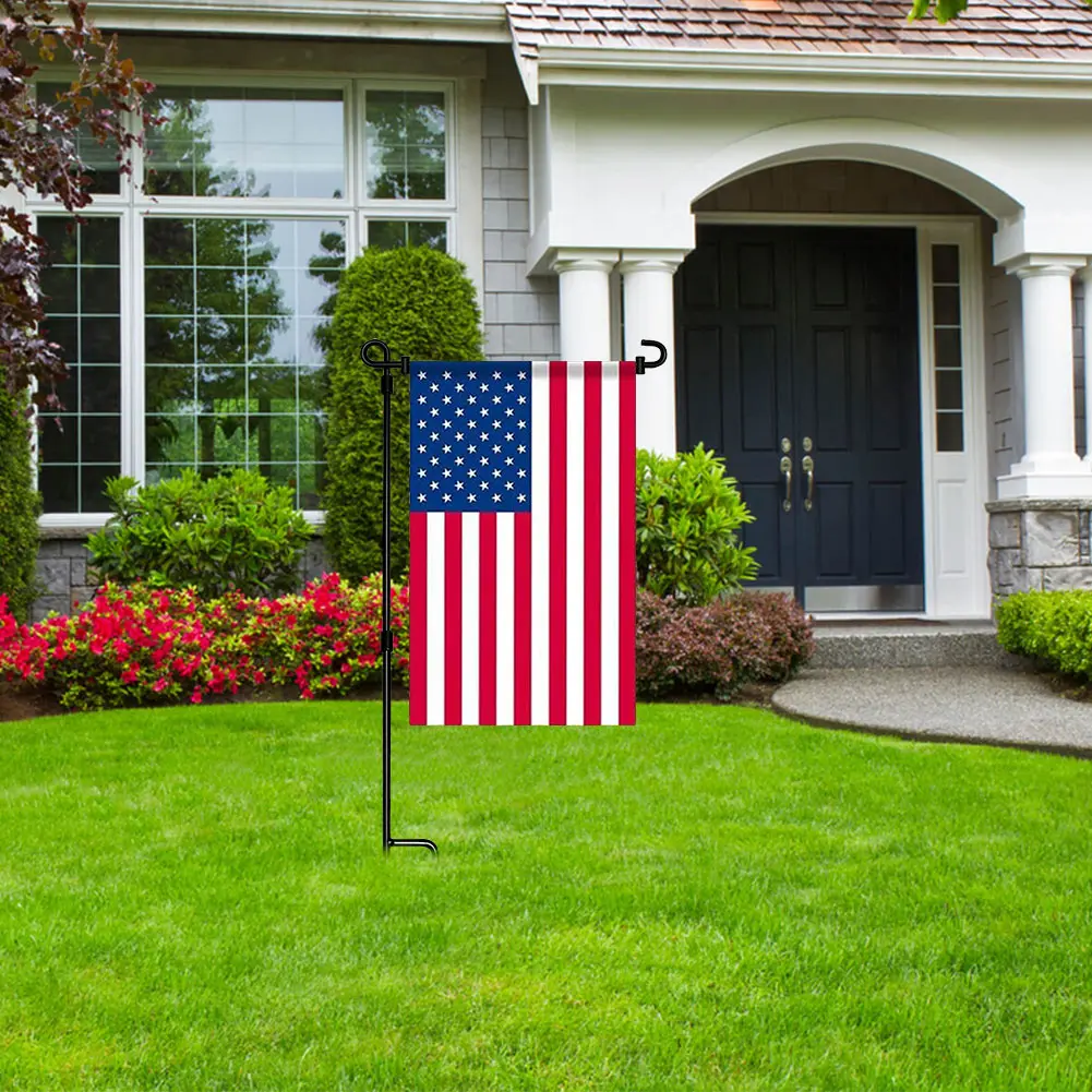 Garden Flag Stand Garden Flag Pole Holder with Clip and Stopper Garden Flag Holder Stand Metal for Outdoor Garden Lawn Parts