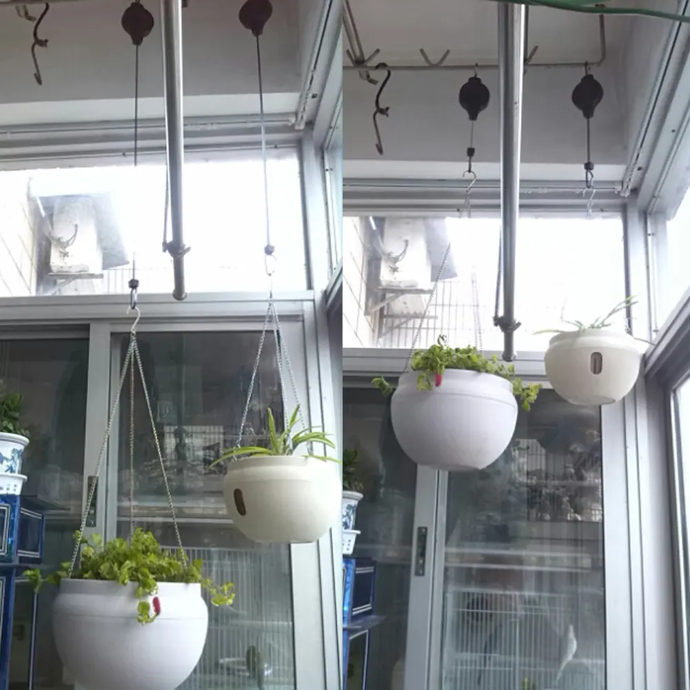 2-10PCS Plant Hook Pulley Retractable Plant Hanger Easy Reach Hanging Flower Basket for Garden Baskets Pots and Birds Feeder