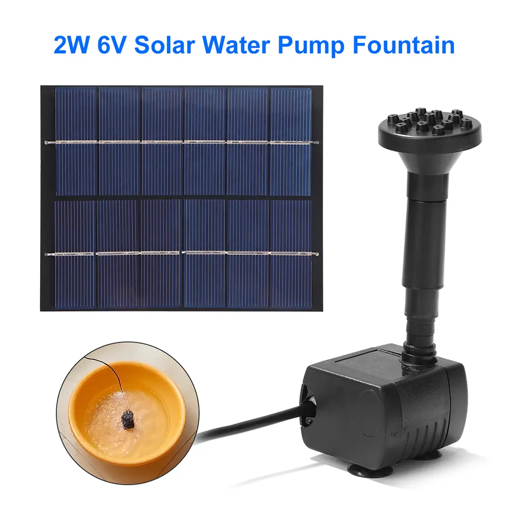 2W Outdoor Bath Solar Powered Fountain Floating Water Submersible Solar Panel Pond Aquarium Fountain Solar Water Pump Kit