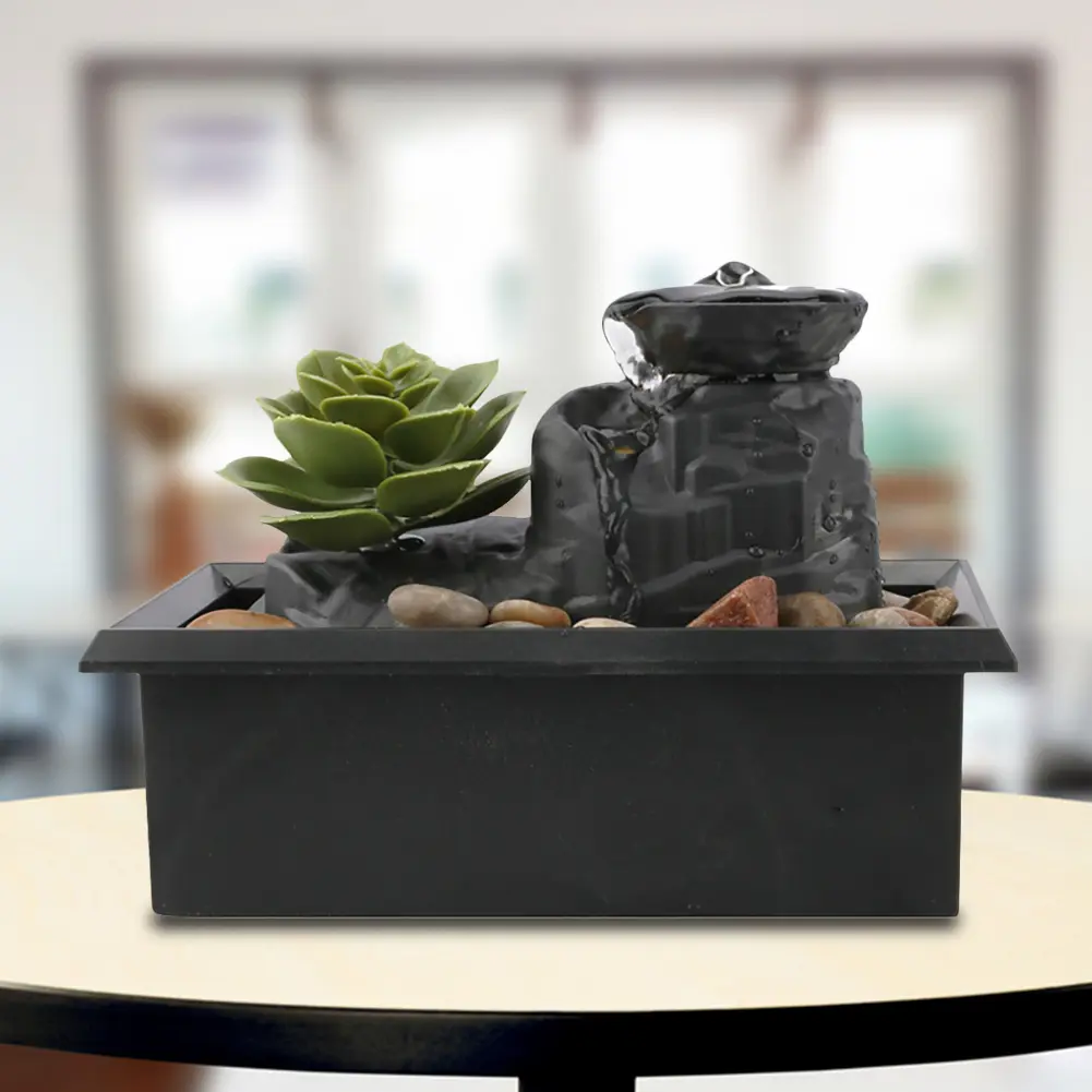 Succulent Waterfall Home Decor Tabletop Fountain Small Tabletop Waterfall Fountain for Home Office Decor