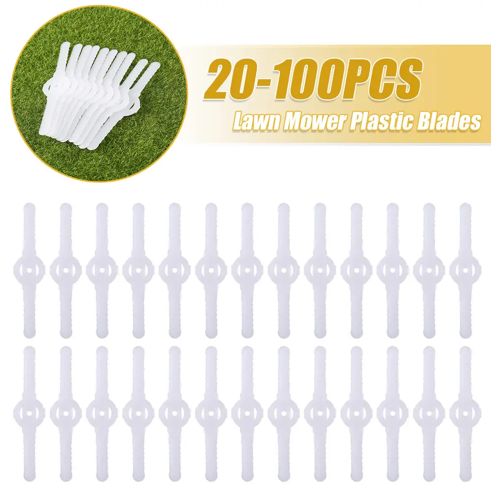 20-100PCS Plastic Cutter Blades For Garden Electric Cordless Grass Strimmer Tool Cutter Lawn Grass Mower Trimmer Spare Accessory