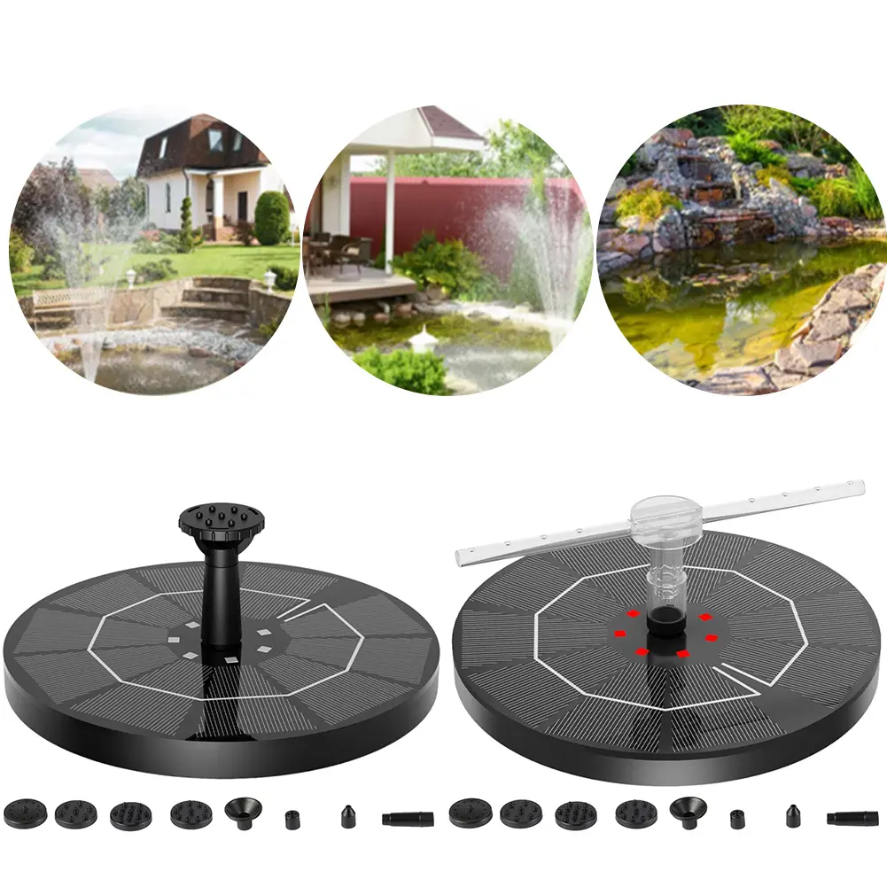 2.2W Free Standing Floating Birdbath Water Pumps with 6 Nozzles&Color LED Light for Bird Bath Garden Pond Pool Fish Tank Outdoor