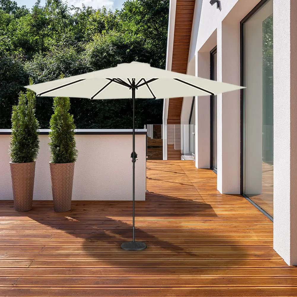 10 Ft 6 Ribs Patio Umbrella Replacement Canopy Waterproof Outdoor Umbrella Cover Multi-Function for Summer Beach No Bracket