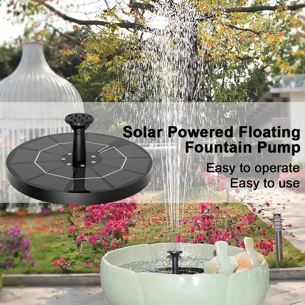 2.2W Free Standing Floating Birdbath Water Pumps with 6 Nozzles&Color LED Light for Bird Bath Garden Pond Pool Fish Tank Outdoor