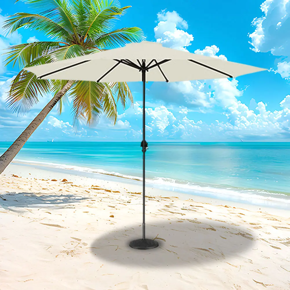 10 Ft 6 Ribs Patio Umbrella Replacement Canopy Waterproof Outdoor Umbrella Cover Multi-Function for Summer Beach No Bracket