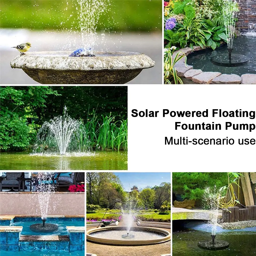 2.2W Free Standing Floating Birdbath Water Pumps with 6 Nozzles&Color LED Light for Bird Bath Garden Pond Pool Fish Tank Outdoor