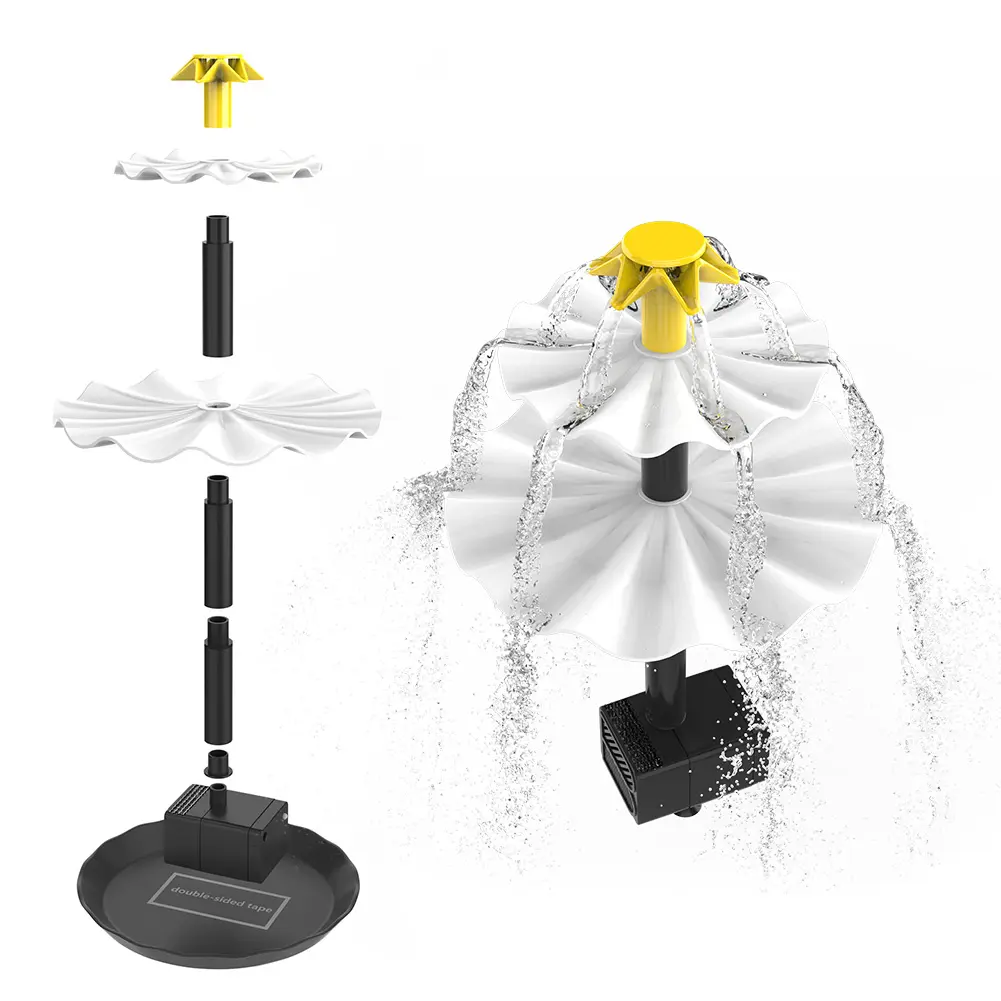3 Tiered Bird Bath Pump DIY Solar Bird Bath Fountain Outdoor Bird Feeder with Solar Panel Multifunction for Garden Decoration