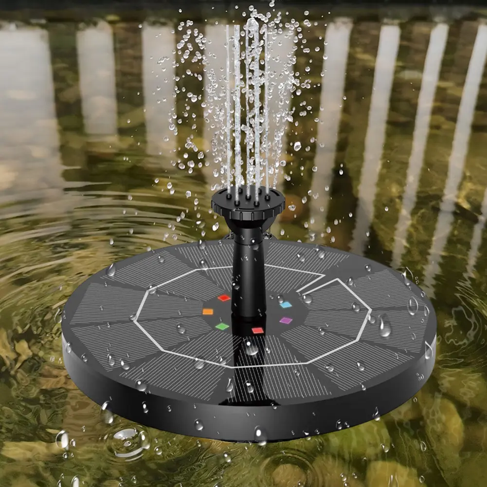 2.2W Free Standing Floating Birdbath Water Pumps with 6 Nozzles&Color LED Light for Bird Bath Garden Pond Pool Fish Tank Outdoor