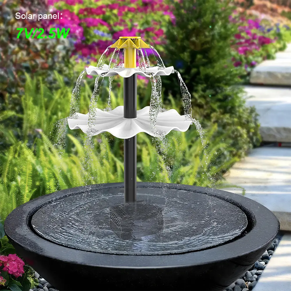 3 Tiered Bird Bath Pump DIY Solar Bird Bath Fountain Outdoor Bird Feeder with Solar Panel Multifunction for Garden Decoration