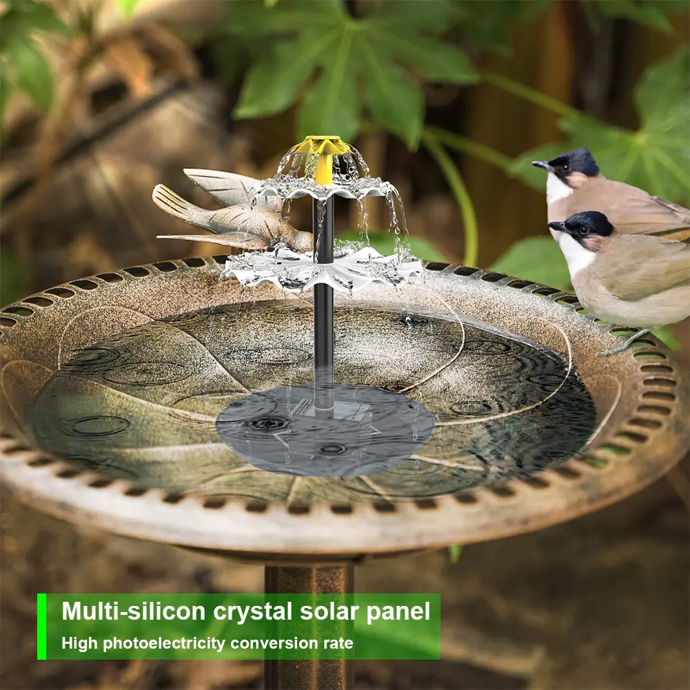 3 Tiered Bird Bath Pump DIY Solar Bird Bath Fountain Outdoor Bird Feeder with Solar Panel Multifunction for Garden Decoration