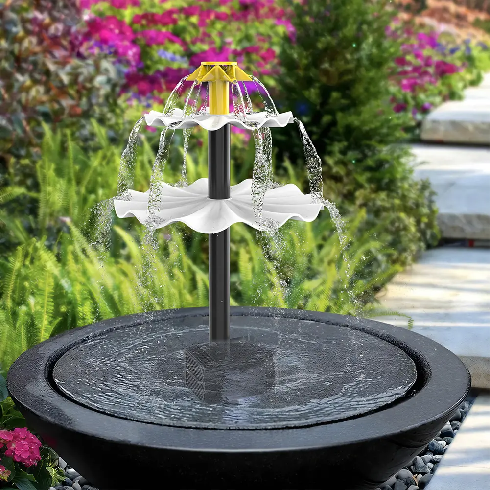 3 Tiered Bird Bath Pump DIY Solar Bird Bath Fountain Outdoor Bird Feeder with Solar Panel Multifunction for Garden Decoration
